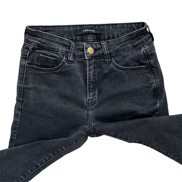 J Brand Washed Black Cropped Skinny Jeans Raw Frayed Ankle Chew Hem Size 25 - Picture 5 of 15